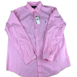Ralph Lauren Classic Fit Poplin Shirt Mens XL Pink NWT Button Down Long Sleeve